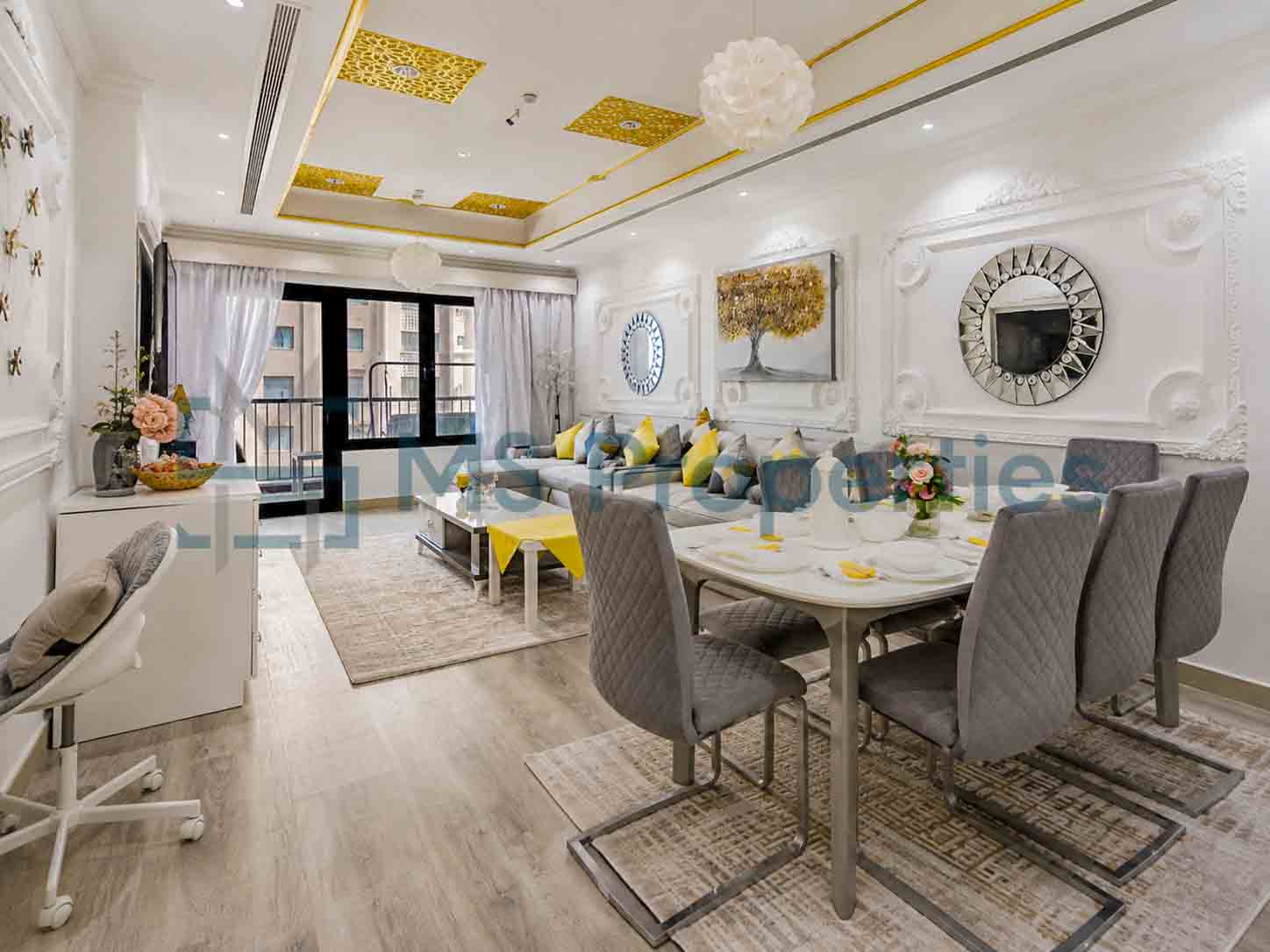 Elegant Luxury 1BR+Office Apartment with Balcony